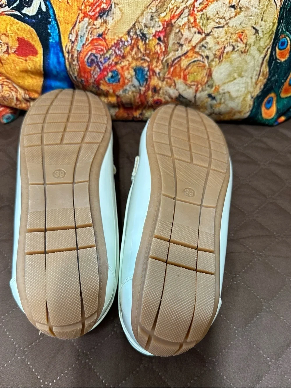 Patent White Women's Penny Loafers - Brand Not Visible